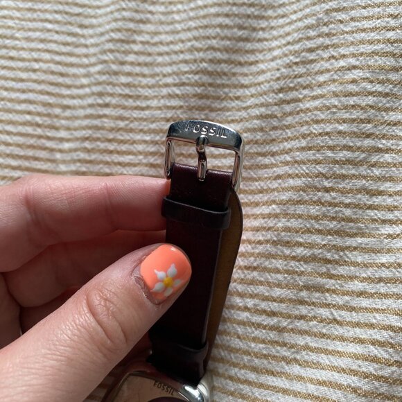 Fossil Peace Sign Watch Purple Leather Strap - Picture 6 of 6